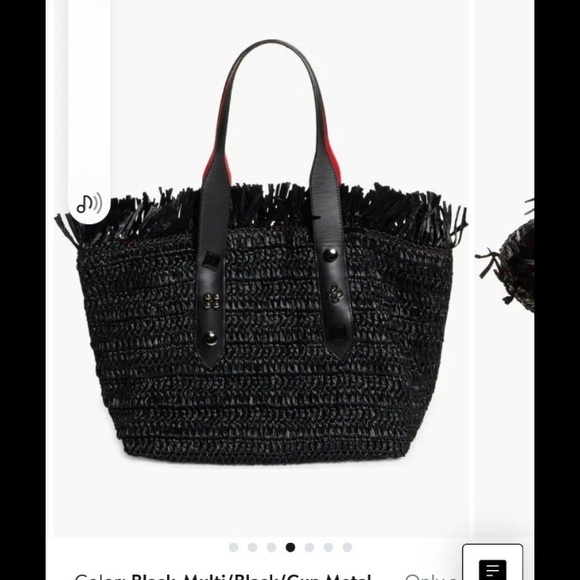 Christian Louboutin Woven Raffia Tote Bag Medium  Frangibus Black - Picture 6 of 11